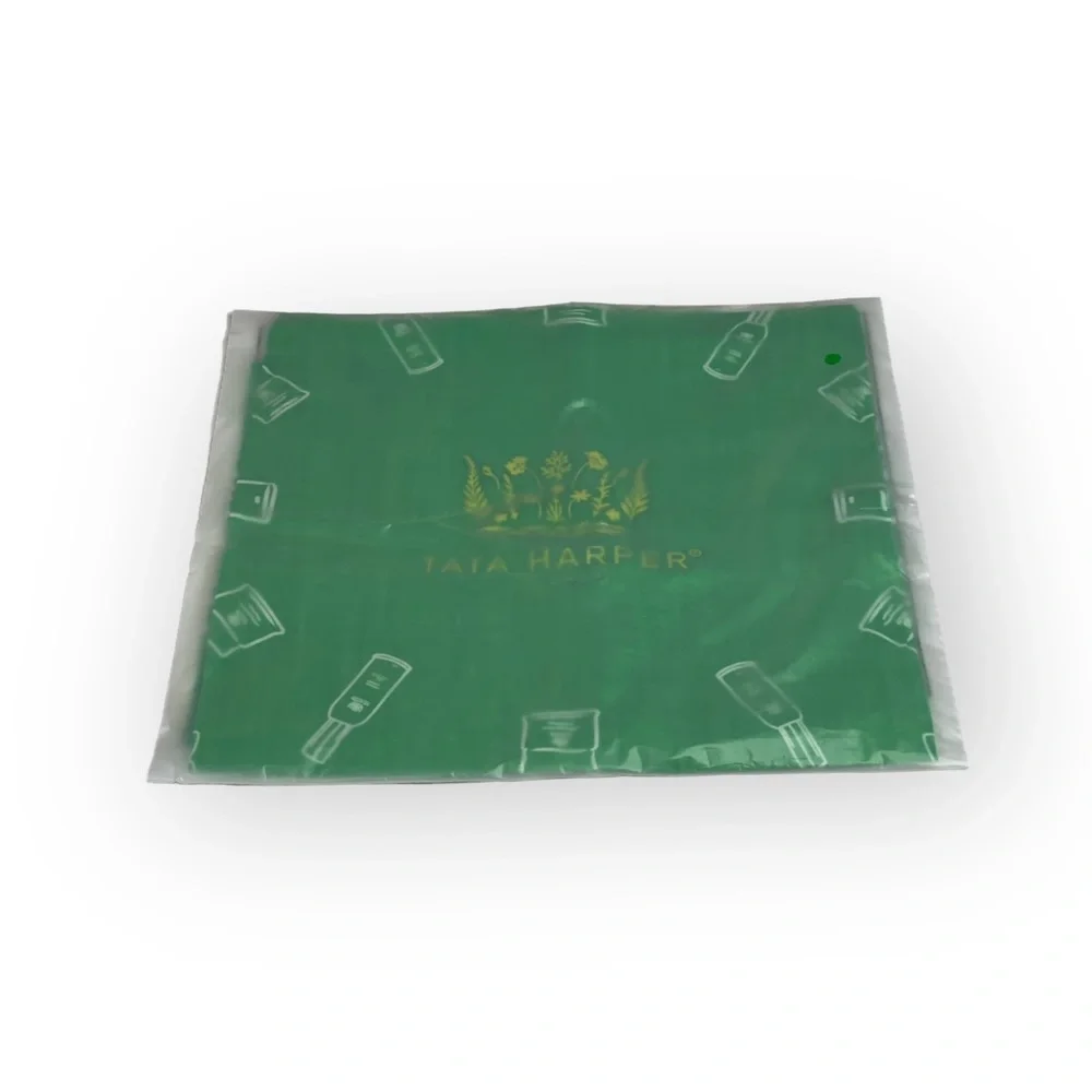 new Tata Harper 🜸 Signature Logo Print Beauty Bandana 🜸 Green Yellow White 🜸